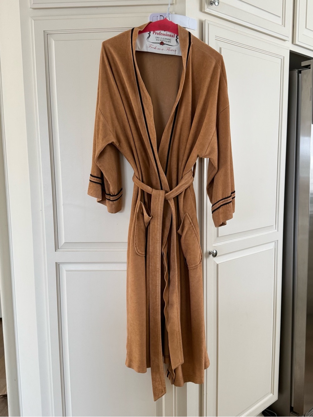 Vintage Christian Dior Embroidered Logo Robe - Camel Terry Cloth